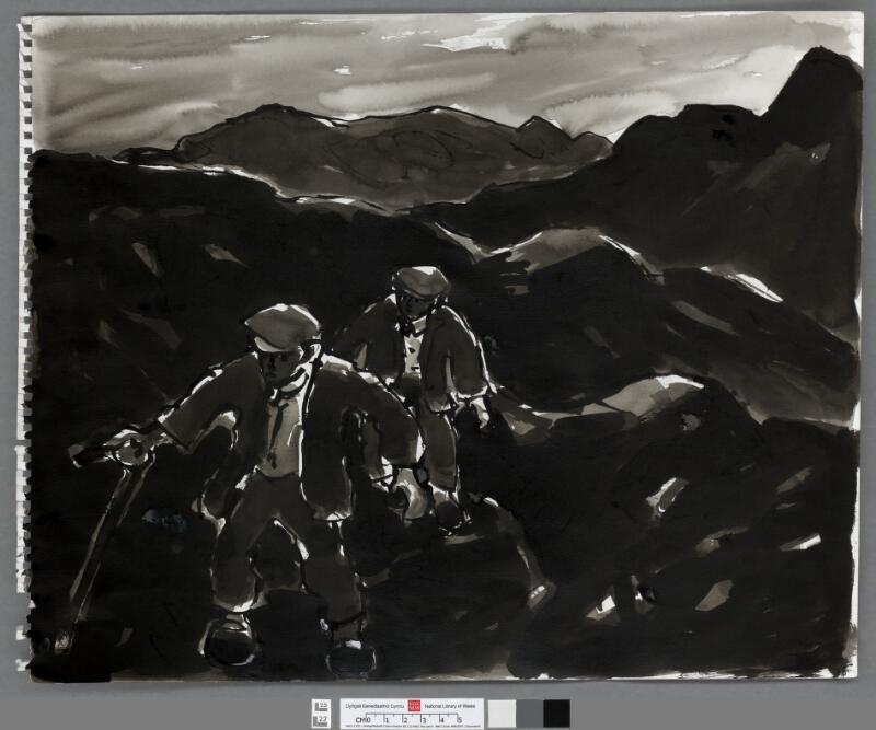 Two farmers in a landscape
