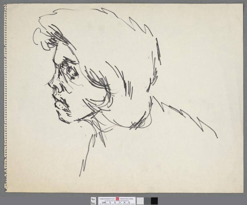 Head & shoulders of young women, looking left