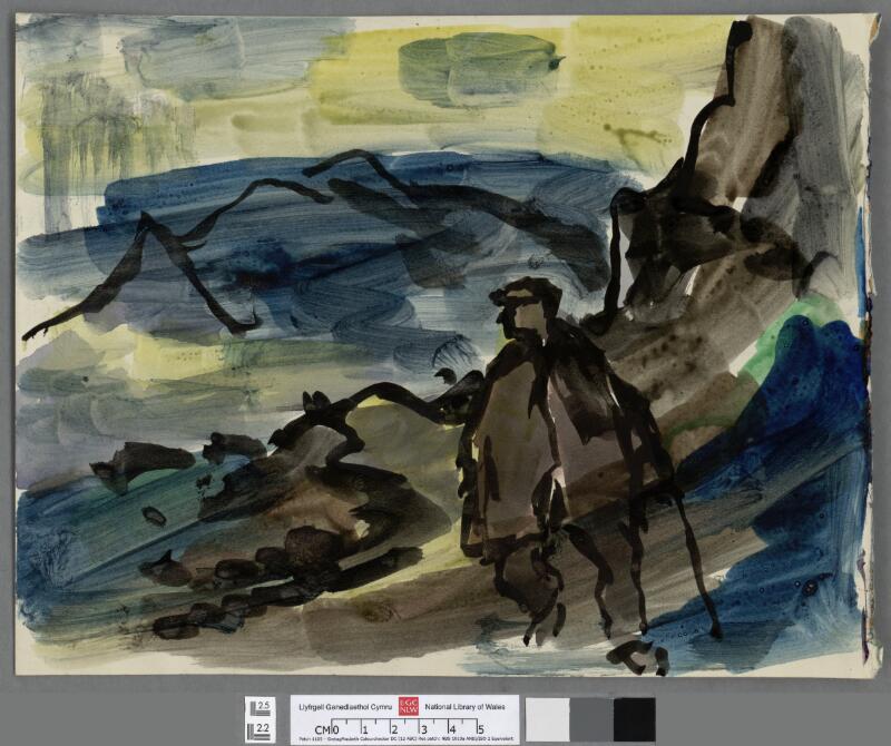 Farmer with stick in the mountains