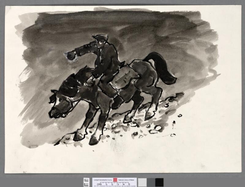Farmer on hesitant horse