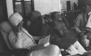 David, Margaret, Richard a Sarah Lloyd George ar fwrdd llong