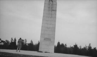 A truncated view of the Canadian memorial at Ypres.