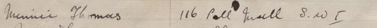Image of Minnie Thomas's signature and address in the petition