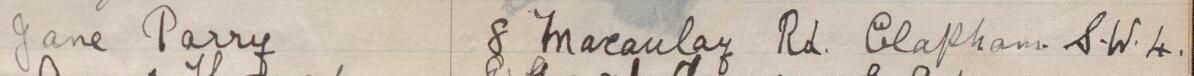 Image of Jane Parry's signature and address in the petition
