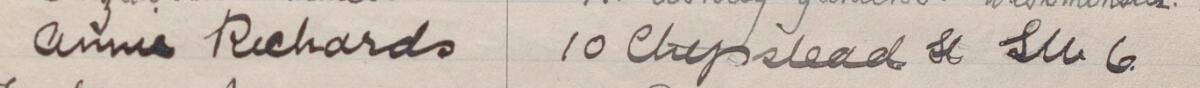 Image of Annie Richards's signature and address in the petition