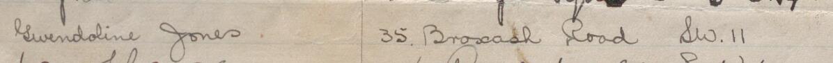 Image of Gwendoline Jones's signature and address in the petition