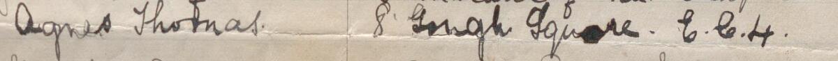 Image of Agnes Thomas's signature and address in the petition