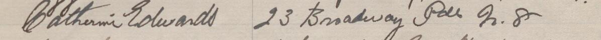Image of Catherine Edwards's signature and address in the petition
