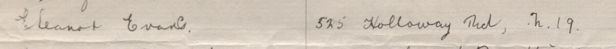 Image of Eleanor Evans's signature and address in the petition