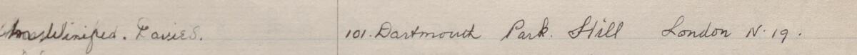 Image of Mrs Winifred Davies's signature and address in the petition
