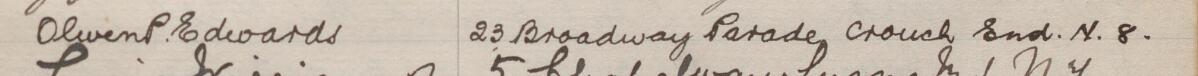Image of Olwen P Edwards's signature and address in the petition