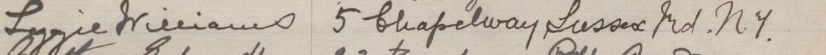 Image of Lizzie Williams's signature and address in the petition