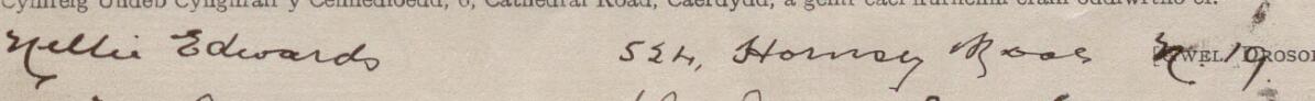 Image of Nellie Edwards's signature and address in the petition