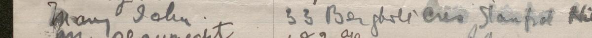 Image of Mary John's signature and address in the petition