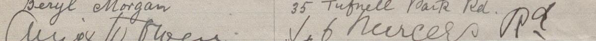 Image of Annie W Owen's signature and address in the petition