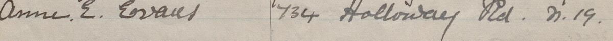 Image of Annie E Evans's signature and address in the petition