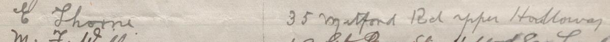 Image of E Thorne's signature and address in the petition