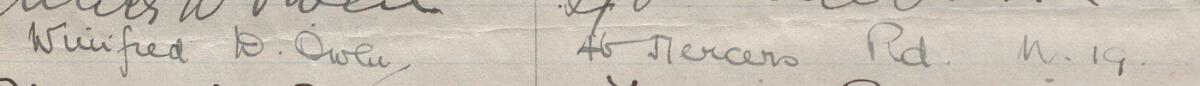 Image of Winifred D Owen's signature and address in the petition
