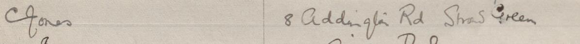 Image of C Jones's signature and address in the petition