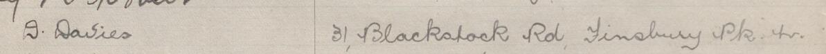 Image of D Davies's signature and address in the petition