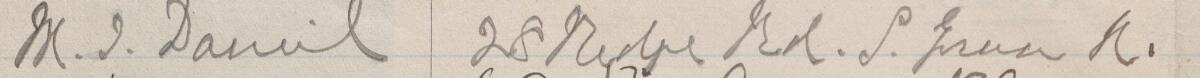 Image of M I Daniel's signature and address in the petition