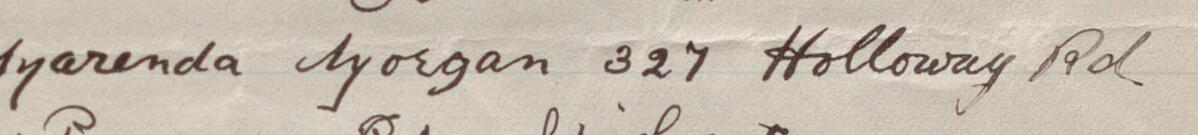 Image of Marenda Morgan's signature and address in the petition