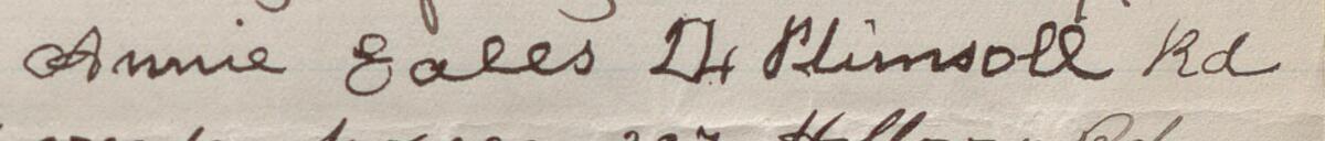 Image of Annie Eales's signature and address in the petition