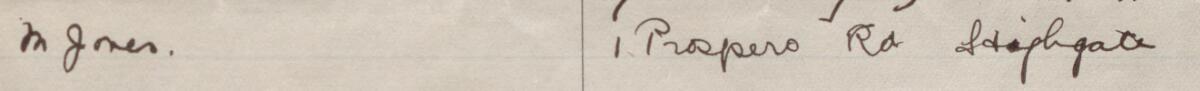 Image of M Jones's signature and address in the petition