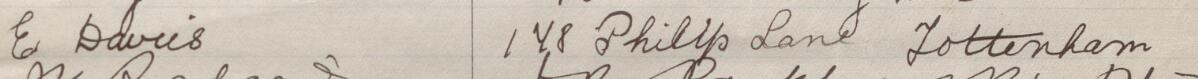 Image of E Davies's signature and address in the petition