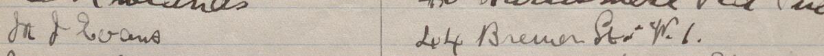 Image of M J Evans's signature and address in the petition