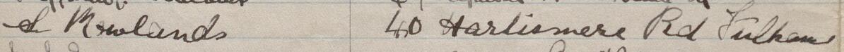 Image of S Rowlands's signature and address in the petition