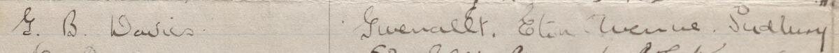 Image of G B Davies's signature and address in the petition