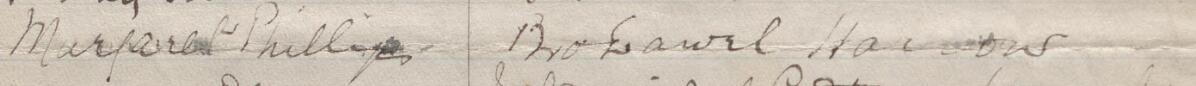 Image of Margaret Phillips's signature and address in the petition