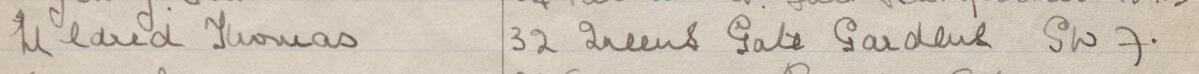 Image of Mildred Thomas's signature and address in the petition