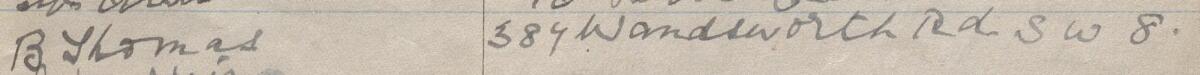 Image of B Thomas's signature and address in the petition