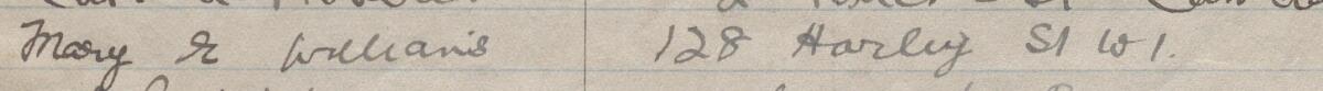 Image of Mary E Williams's signature and address in the petition