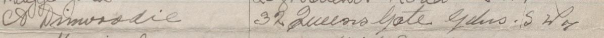 Image of A Dinwoodie's signature and address in the petition