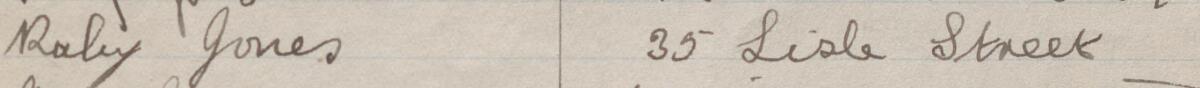 Image of Ruby Jones's signature and address in the petition