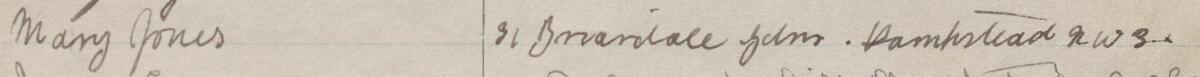 Image of Mary Jones's signature and address in the petition