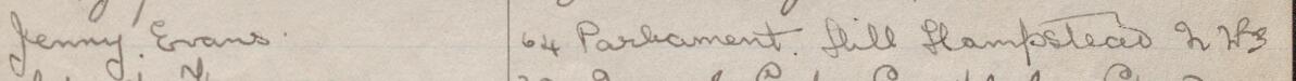 Image of Jenny Evans's signature and address in the petition