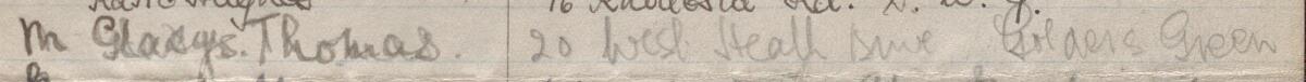Image of M Gladys Thomas's signature and address in the petition