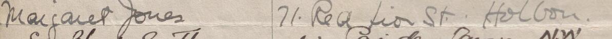 Image of Margaret Jones's signature and address in the petition