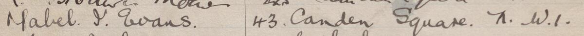 Image of Mabel I Evans's signature and address in the petition