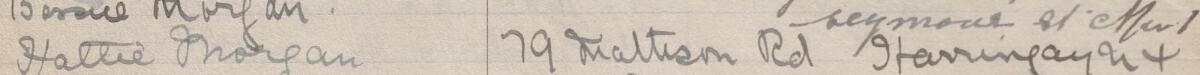 Image of Bessie Morgan's signature and address in the petition