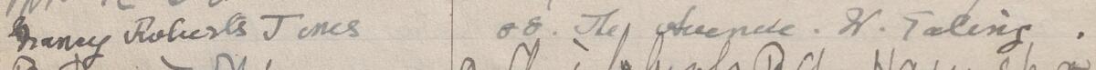 Image of Nancy Roberts Jones's signature and address in the petition