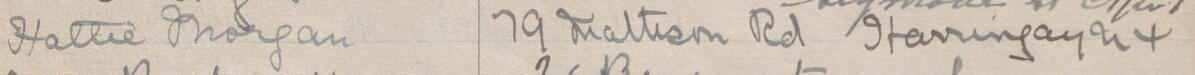 Image of Hattie Morgan's signature and address in the petition