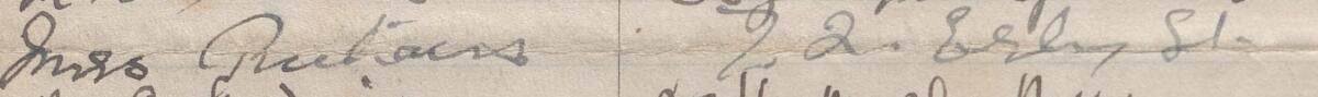 Image of Mrs Ruhains's signature and address in the petition