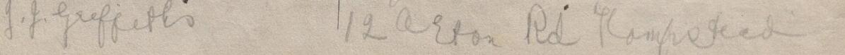 Image of J J Griffiths's signature and address in the petition