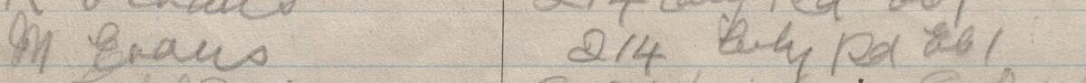 Image of M Evans's signature and address in the petition
