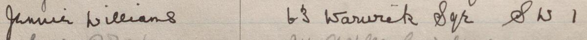 Image of Jennie Williams's signature and address in the petition
